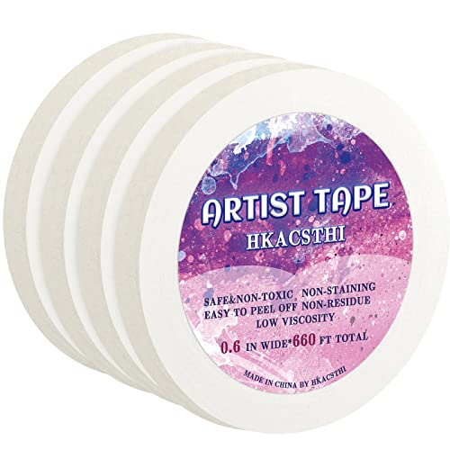 Hkacsthi 4 Packs Artist Tape White Drafting Tape Acid-Free Masking Artists Tape Watercolor Tape For Painting Canvas Framing 0.6Inch Wide 660Ft Long Total (0.6 Inch) #TOP17