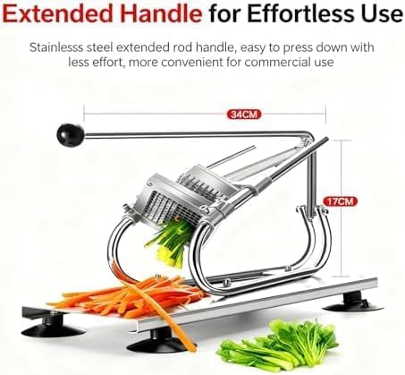 Cortador de patatas fritas, cortador manual de patatas de acero inoxidable para uso doméstico y comercial, para cortar verduras en tiras, hoja versátil
