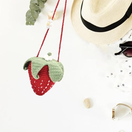 Hand Knitted Strawberry Bag Cute Casual Shoulder Bag for Party Daily Use2