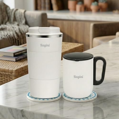 Image of Giftana 3 in 1 Personalized Tumbler with Coffee Mug 180ml & 2 Coasters - Customized Gift Set for Men & Women, Ideal for Husband, Father, Corporate Gifts for Employee (White 1)