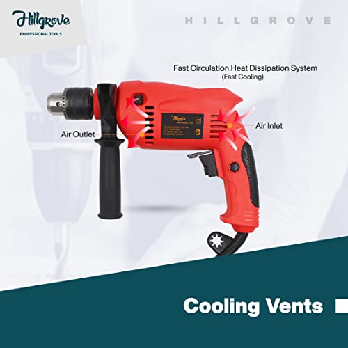 Image of Hillgrove HGCM1011M3 700W Power Drill Machine with 9Pcs All Type Drill Bits for Making Holes in Metal /Wood /Concrete with Reverse Rotation and Variable Speed Pistol Grip Drill (13 mm Chuck Size)