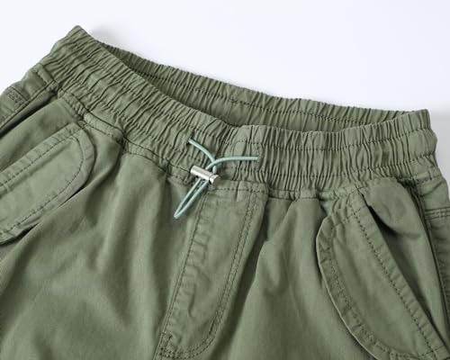 Image of Girls Cargo Pants Kids Pants Khaki Elastic Ankles Wide Leg Teen Streetwear Trendy Jogger Sweatpants