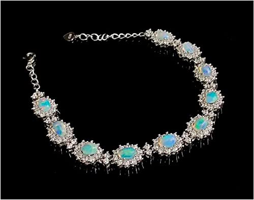 Bracelet opale naturelle véritable et monture en argent 925 raffiné