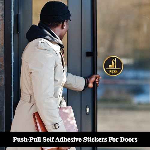 Image of Rousrie Push and Pull Stickers for Glass Doors (Size: 6 Inch) for Office, Stores, Cafe, Hotel, Restaurant, Business & Shop, Self-Adhesive, Acrylic Signage (Design 1)