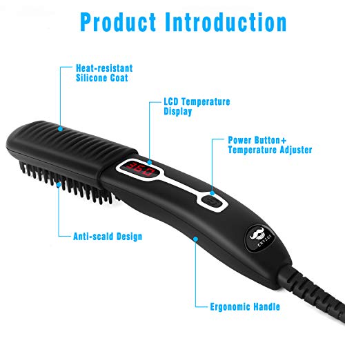Cayzor S1130 Beard Straightener Comb For Men - Upgraded Professional Electric Mens Beard Straightening Heated Brush Portable Anti-Scald 5 Adjustable Temperatures & Lcd Display thumb #5