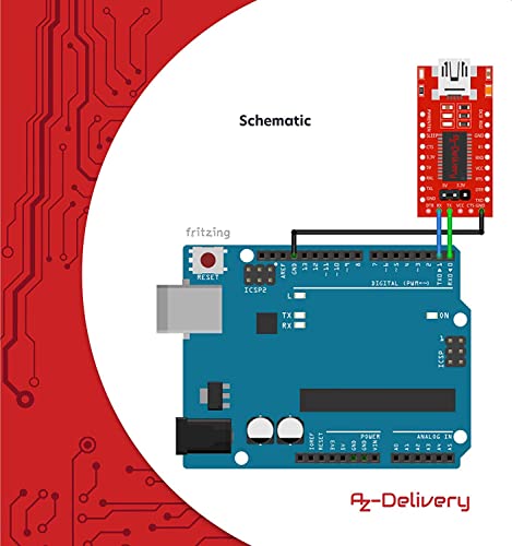AZDelivery FT232RL Mini USB to TTL Serial Converter Adapter Module 3.3V 5.5V FT232R Port DTR RX TX VCC CTS GND Pin compatible with Arduino and Raspberry Pi including E-Book!