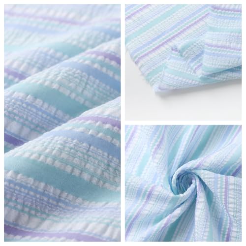Tissu printemps été léger à rayures multicolores en polyester doux laize 145 cm pour couture - 4