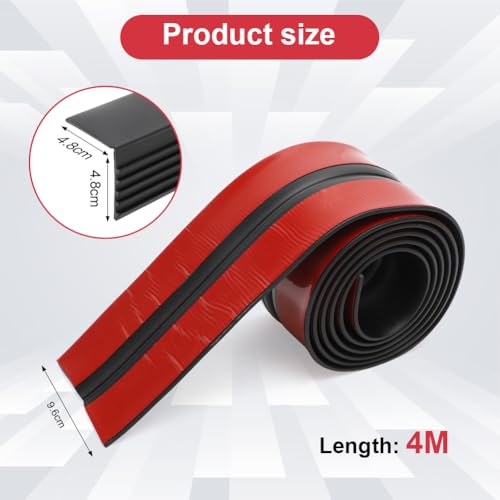 CEWROM Treppenkantenprofil Selbstklebend 4m, Antirutsch Treppenkantenschutz für Innen & Außen, Rutschfeste Treppenstufen Schutzleiste, Treppenprofil Schwarz für Holz & Beton (Schwarz, 4 Meters)