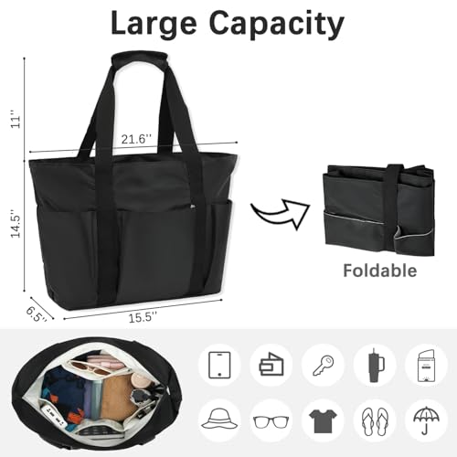 Image of Fammart Mesh Beach Bag for Women, Large Beach Toy Pool Bag with Zipper Pocket, SandProof Cruise Essentials 2026 Family Travel