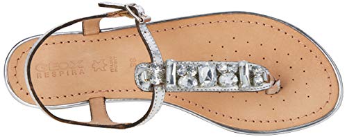 Geox D Sozy Plus E, Sandali Donna, Argento