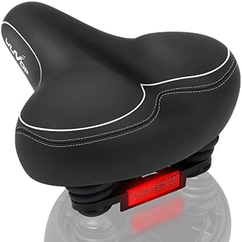 Oversized Bike Seat, Wide Bicycle Seat for Women Men Comfort, Universal Waterproof Bike Saddle Replacement with Safety Reflective Strip for Peloton, Exercise Bikes, Cruiser, City Bikes