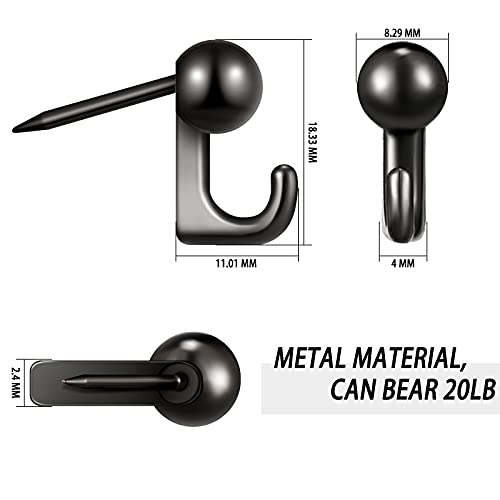 Image of Jetec 30 Pieces Metal Push Pin Hangers Pin Wall Hooks Picture Hanging Picture Nails Frame Oil Painting Hooks on Wooden or Fabric Wall for Home or Office(Black)