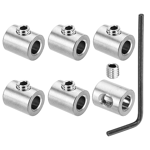 PATIKIL Abrazadera de Cable 5mm Agujero Alambre Cuerda Clips Juego 6uds 304 Inoxidable Acero Único Agujero Bloqueo Cable Abrazaderas Clip con M5 Hexagonal Tornillo Llave para Cable Plata