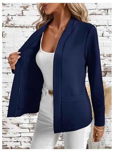 SOLY HUX Women's Open Front Blazer Elegant Long Sleeve Business Casual Suit Jackets Outerwear3