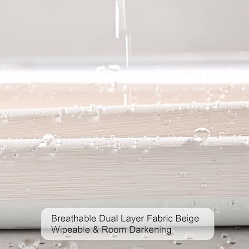 Image of Persilux Cordless Zebra Blinds for Windows (34 inch W x 64 inch H, Beige) with Upgraded Cassette Room Darkening Dual Layers Sheer Shades Thermal Insulated Window Roller Blinds for Home