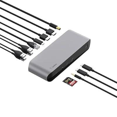 Belkin Thunderbolt 3 Dock Pro w Thunderbolt 3 Cable - USB-C Hub - USB-C Docking Station for MacOS & Windows, Dual 4K @60Hz, 40Gbps Transfer Speed, 85W Upstream Charging, w Ethernet, SD & Audio Ports