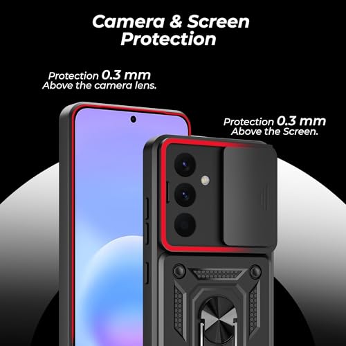 Image of A rtistque Armor Bumper Back Cover Case for Samsung Galaxy A57 5G | Ring Holder Stand | Sliding Camera Protection | Shockproof Heavy Duty Design | Samsung Galaxy A57 Back Cover - Black
