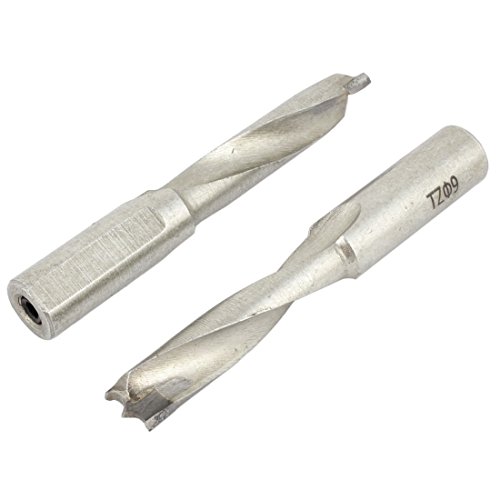 Aexit 2PCS Silver Wood Drill Bits Tone Woodworking Carbide Tipped Brad Point Straight Shank 9mm Cutting Dia Boring Drill Brad-Point Drill Bits Bit Tool