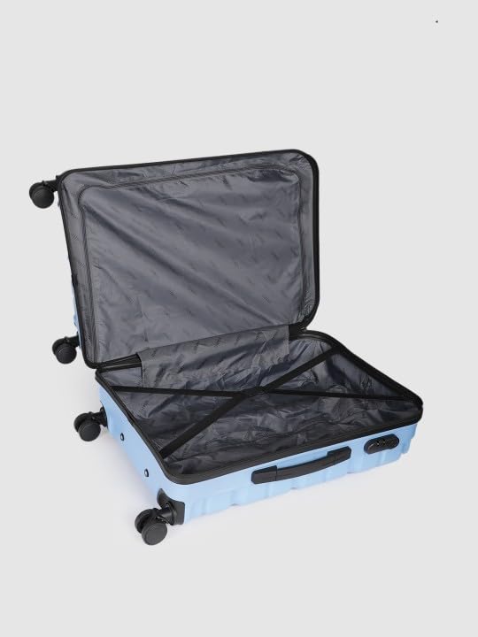 Image of Teakwood Small-Medium Cabin Size 8 Wheels Trolley Bag, Hard Cabin with Zipper Closure, Adjustable Push Button & Cross Side Strap, TSA Lock System 360 Degree (Set of 2, Powder Blue)