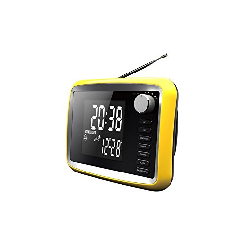 Mooster PCS75503MS53YE - Radio despertador col pantalla LCD, color amarillo