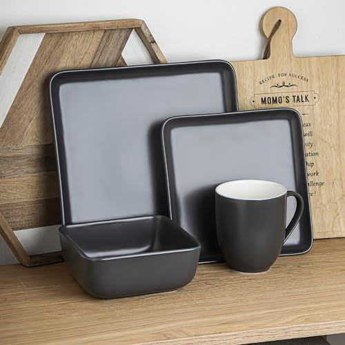 Image of Stone Lain Amy Porcelain Dinnerware Set, 24-Piece Service for 6, Gray