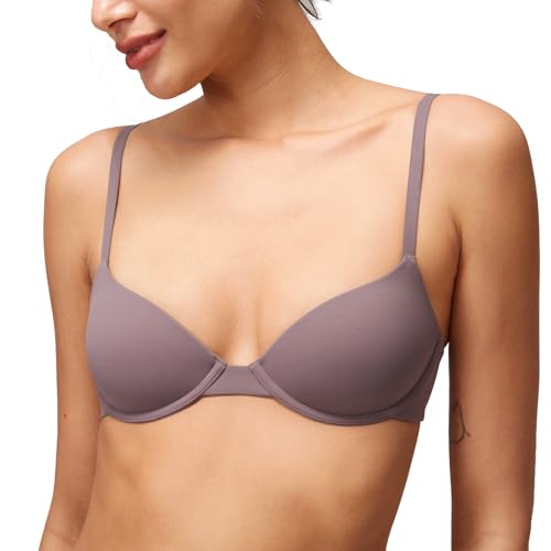 Halobliss T-Shirt Bras for Women Small Breasted Demi Underwire Lightly Lined Bras 32AA-38A Cocoa Blush 34AA