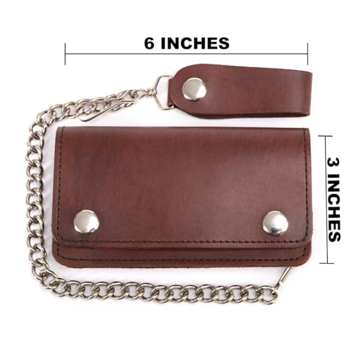 Image of Milwaukee Leather MLW7889 Men's 7.5 inch Black Premium Leather Soft Biker Wallet - Bi-Fold Anti-Theft Stainless Steel Chain