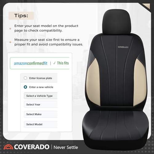 Image of Coverado Seat Covers, Red Car Seat Covers Full Set, Automotive Seat Covers 5 Seats, Waterproof Black Car Seat Protectors Universal Fit for SUVs Trucks Sedans