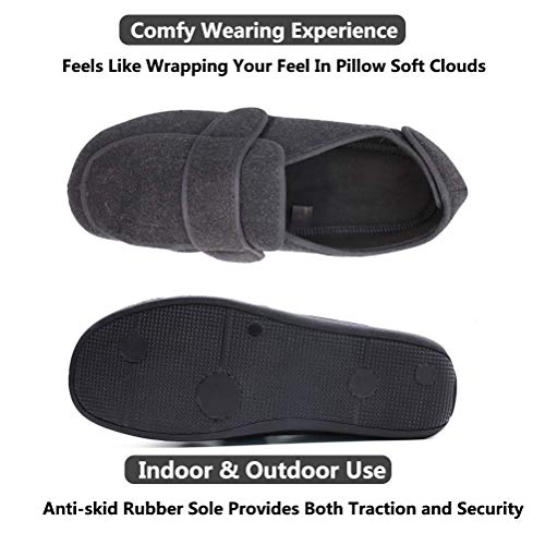 Men's Extra Wide Width Diabetic Recovery Slippers, Adjustable Closures Swollen Feet Arthritis Edema Orthopedic Footwear, Indoor/Outdoor Walking Shoes #TOP2