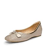 DREAM PAIRS Ballerines Femme à Petit Talon Compensé, Bout Carré Confortable, Chaussures Élégantes pour Mariage, Cérémonie, Soirée ou Bureau,Size 39,Paillettes d'or,SDFA2309W