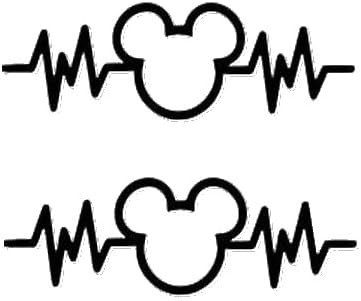 Mickey Mouse Heartbeat 2 Pack Black Decal Vinyl Sticker|Cars Trucks Walls Laptop| Black |5.5 x 2 in|LLI710