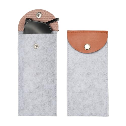 QUARKZMAN 2 Pack Estuche Portátil Para Gafas De Fieltro, Funda Suave De Inserción, Bolsa Para Gafas Y Gafas De Sol Para Hombre Y Mujer (Estilo De Cierre, Gris/Marrón)