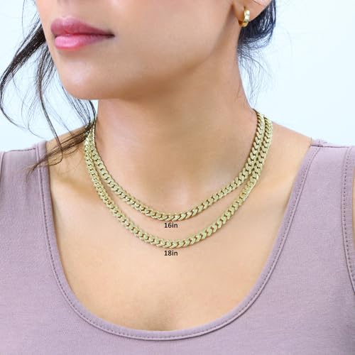 Nuragold 10k Real Yellow Gold Royal Monaco 6mm Miami Cuban Link Necklace (16"-30") Italian Jewelry for Men & Women3