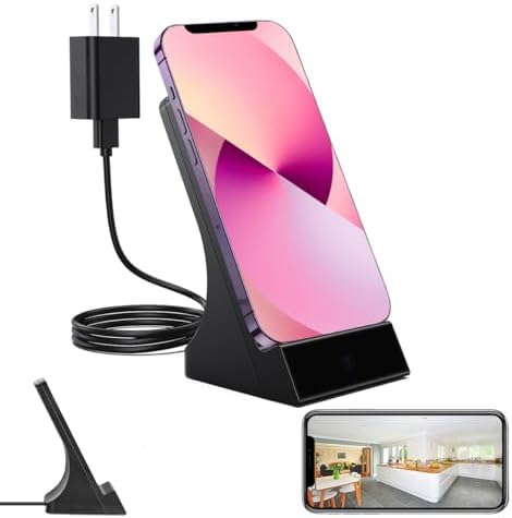LIZVIE Phone Charger, 1080P HD Night Vision/Motion Detection/Remote Control/SD Storage Loop Surveillance, iPhone Android Support.
