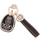 EKALA TPU Key Fob Cover with Leather Keychain Lanyard Fit for Chevy Traverse Tahoe Suburban/GMC Yukon Acadia/Cadillac Escalade SRX/Buick Enclave/Saturn Outlook 5 Buttons Key Fob Case (RP-Chv-5R-B)