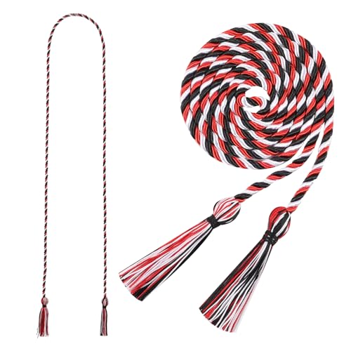 Image of Graduation Honor Cord 68 inch Grad Braided Honor Cords with Tassel Honor Rope Grad Cords for Graduation Students Bachelor Master Doctoral Gown Grad Decor (Red White and Black)