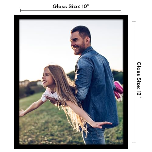 Image of Americanflat 10x12 Picture Frame with Shatter-Resistant Glass - Streamline Collection - Thin Border Photo Frame for Tabletop and Wall Display - Hanging Hardware and Easel Stand Included - Black