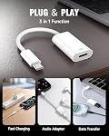 USB C to Lightning Headphone Audio Adapter, Type C Lightning Earphone Male to Female Converter with Charge/Data Transfer, Compatible with iPhone 17/16/15 Plus/Pro/Max, iPad Pro/Air 4/5/6, MacBook