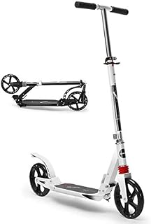 GTJF Kick Scooters Adult Kick Scooter With Big Wheels And Dual Suspension Easy Folding Push Scooter For Kids Teens Rear Fender Brake Adjustable Handlebar Height (Color : White)