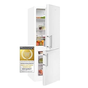 Exquisit Koel- en vriescombinatie KGC233-60-HE-040D wit | staand apparaat | 173 l volume | LED-licht | deuraanslag verwisselbaar | koelen en vriezen | groentevak en glazen planken | wit