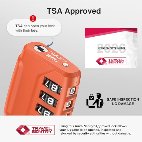 Image of Puroma 2 Pack TSA Approved Luggage Locks, 4 Digit Combination Travel Locks Resettable Code Lock with Zinc Alloy Body for Suitcase, Toolbox, Backpack, Bag, Gym Locker (Orange)