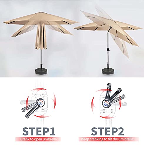 Qdy -2.7M Tilting Garden Parasol Umbrella, Outdoor Sun Shade With Crank, Uv Protective Waterproof Patio Umbrella For Balcony Courtyard Lawn,3 Khaki #TOP4
