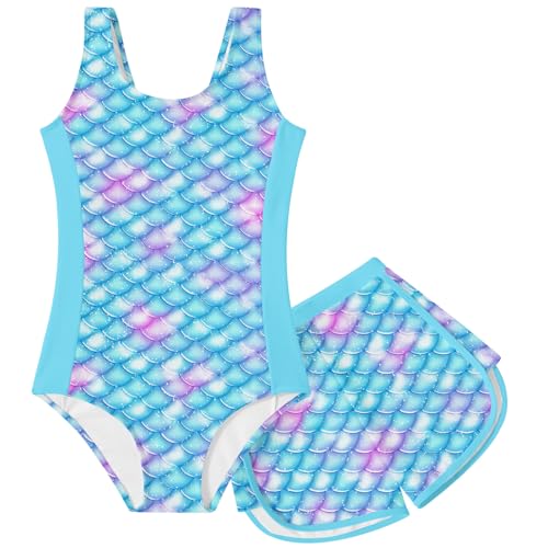 Image of TUONROAD Toddler Girls One Piece Swimsuit 2Pcs Bathing Suit Kids Swimwear with Short for 3-9