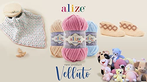 Alize Velluto 100% MicroPolyester Baby Blanket Yarn Lot of 5 skn 340 m 500 Gram, Yarn Weight: Super Bulky (Asparagus 103)