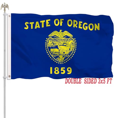 Oregon State Flag 3x5 Outdoor Double Sided Heavy Duty 100% Polyester with 2 Brass Grommets for Outdoor Indoor Wall