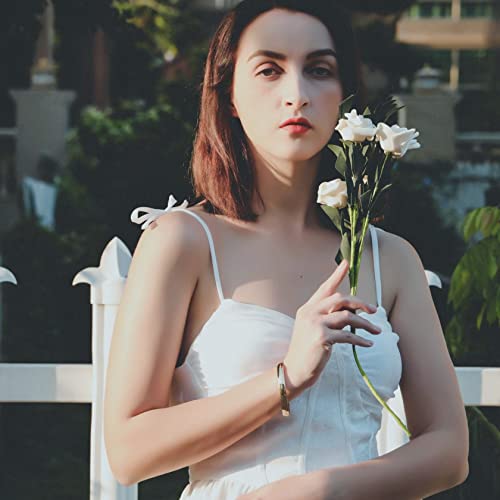 Milakoo Womens Gold Stainless Steel Bracelet 8Mm Plain Polished Finish Oval Bangle 6.7" #TOP2