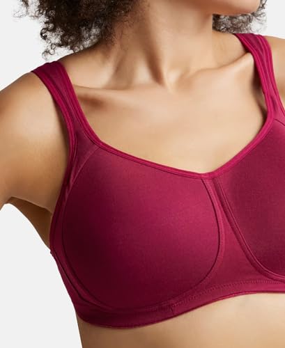 Image of Jockey FE78 Women Wirefree Padded Super Combed Cotton Elastane Stretch Full Coverage Plus Size Bra with Broad Cushioned Fabric Strap