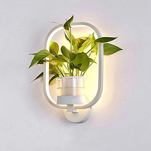 Lámpara de Pared Moderna Aplique de Pared de Metal geométrico, lámpara de Pared con Pantalla acrílica con Maceta, lámparas de cabecera Simples Luces nocturnas para Dormitorio, mesita de Noche, Sala d