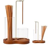 Incense Holder, 2 in 1 Insence Stick Holder, Incense Burner Holder with Storage, Incense Holder for Sticks with Removable Glass Ash Catcher for Yoga, Spa, Meditation, Wooden Home Decor