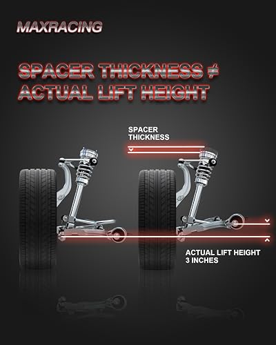 Image of Maxracing 3 inch Front Leveling Kit Upper+Lower Strut Lift Spacers Compatible with 2007-2026 Chevy Silverado Avalanche Suburban Tahoe 1500 / GMC Sierra Yukon 1500 2WD /4WD